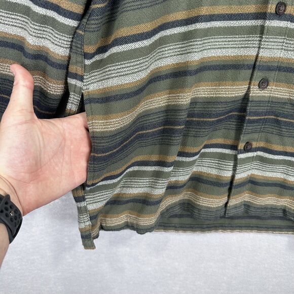 ASCEND Mens Medium Long Sleeve Hooded Shirt Jacket Shacket Green Black Stripe - Picture 12 of 12